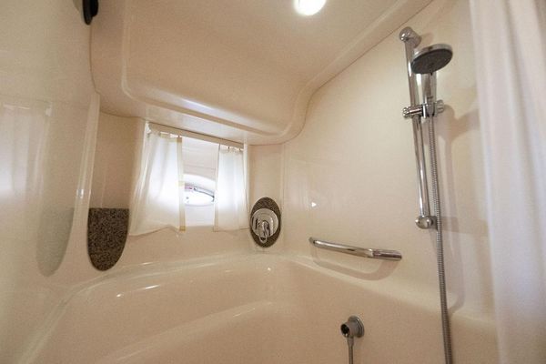 Overhead view of the cockpit with seating
