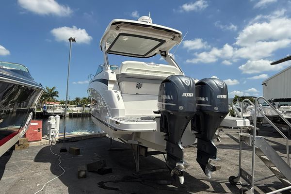 Port side exterior profile on the water.
