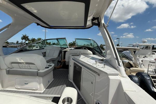 Helm station with twin displays and joy stick control.