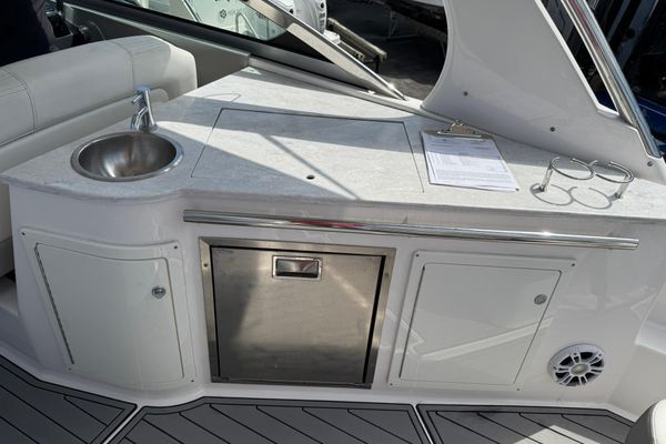 Cockpit seating and dining area with panoramic views.
