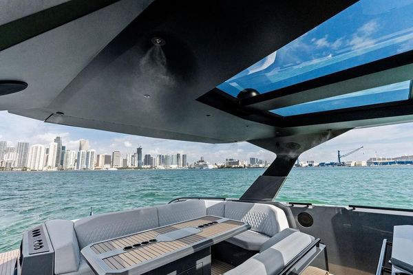 Yacht's wake showing its performance.