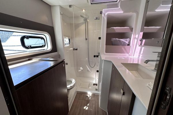 Spacious L-shaped galley with expansive counter space.