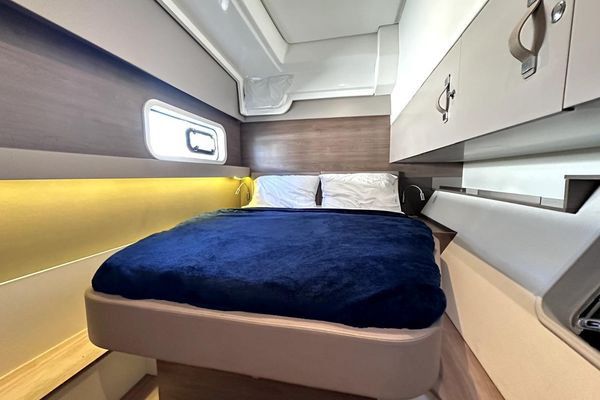 Aft cockpit seating area with view to the stern.