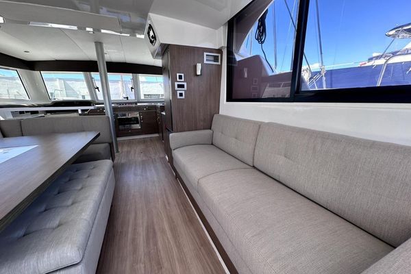 Aft view of the catamaran's transoms.