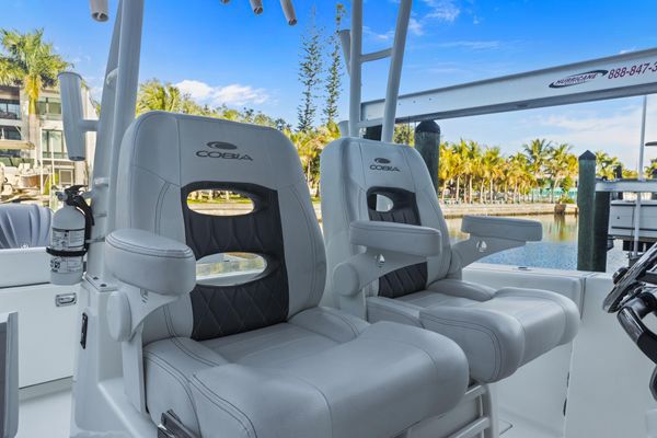 Bow area with comfortable seating cushions.
