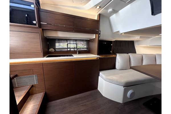 Convertible V-berth in the forward cabin.