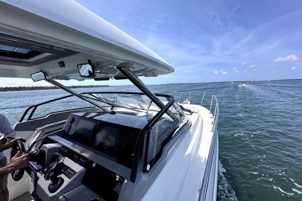 Stern view with swim platform access.