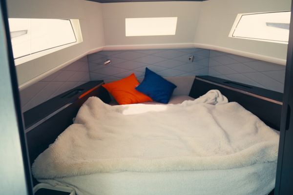 Aft cockpit seating and transom.