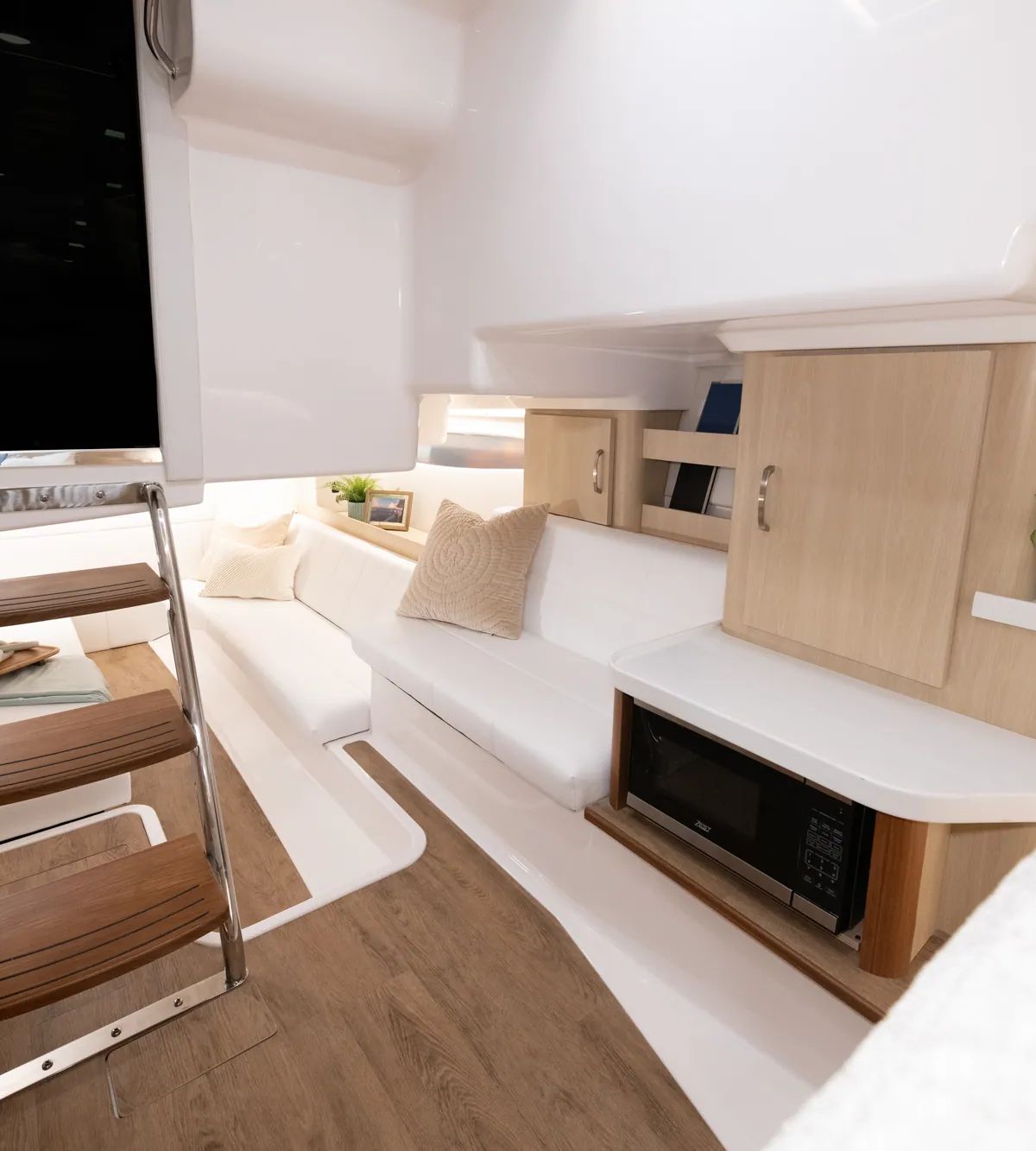 Regal 36 XO cabin salon with sofa and galley