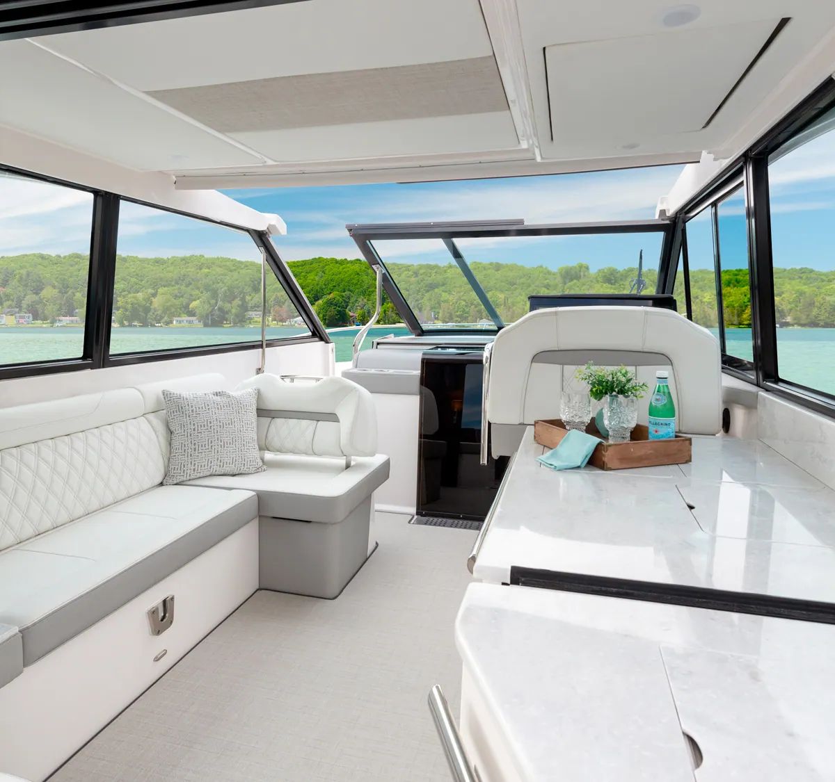 Regal 36 XO cockpit seating viewed from aft