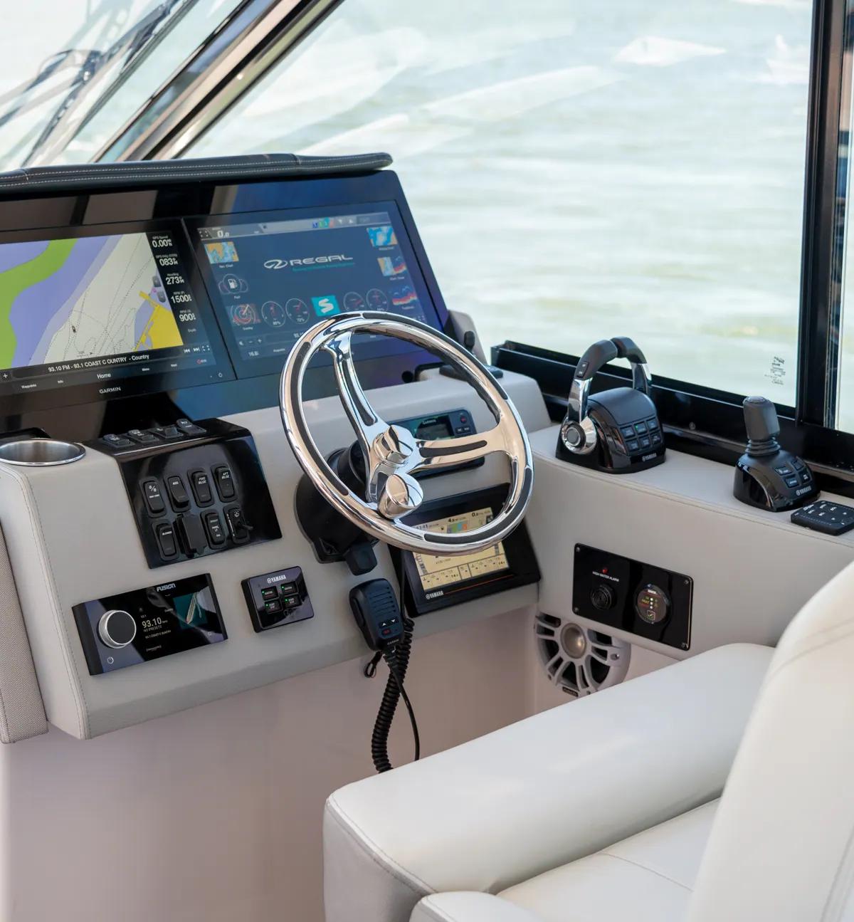 Regal 36 XO helm with twin Garmin displays