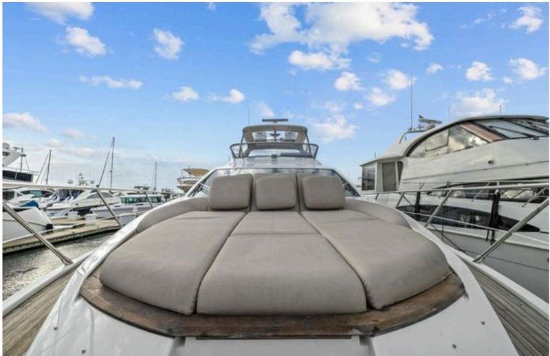 Flybridge looking forward toward the helm station